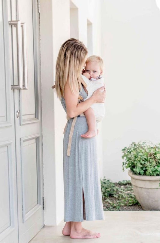 CLASSIC CARRY - Wheat Linen & Toffee Leather - Zozinette Baby Carriers