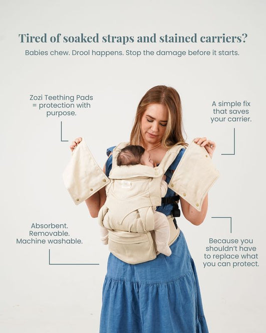 Everyday Essential - Flexi Plus Carrier + Drool Pads Oatmeal Combo Deal