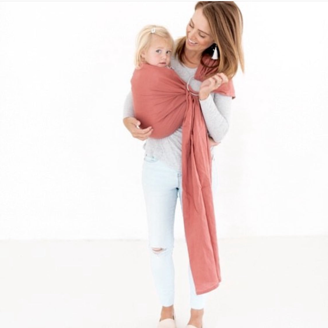 Ring Sling - Grapefruit Linen - Zozinette Baby Carriers
