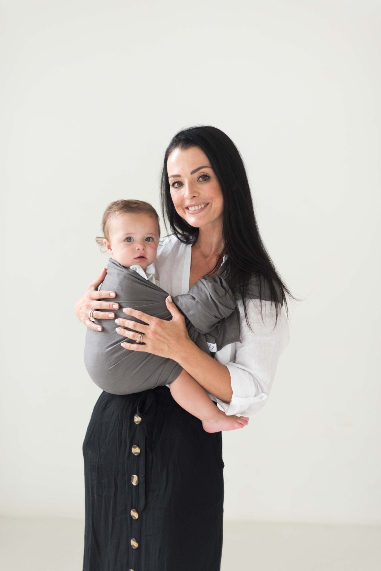 Ring Sling - Charcoal Linen - Zozinette Baby Carriers